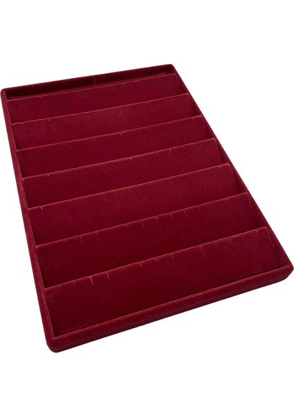 Yerli Üretim Saray Bosna Model Süet Kumaş Bordo Renk 34/24 Cm Kademeli Çekmece Içi Küpe Standı modelleri