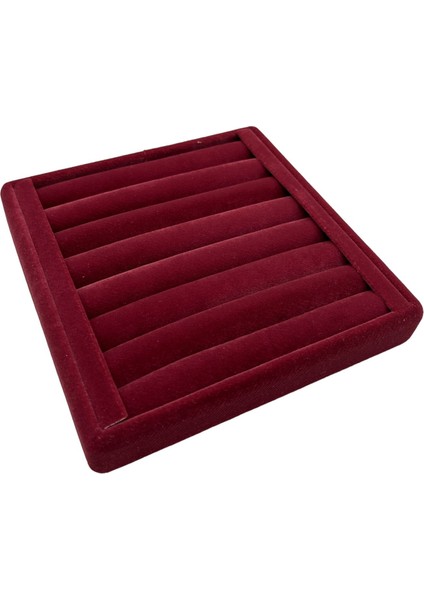 Yerli Üretim Süet Kumaş Bordo Renk 15 cm / 15 cm Yüzük Sergileme Standı