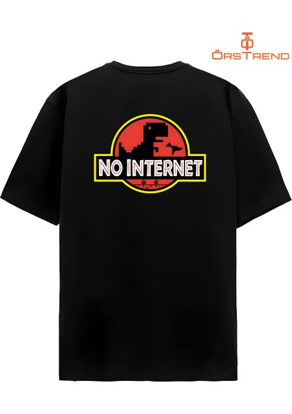 No Internet Baskılı Oversize Tişört