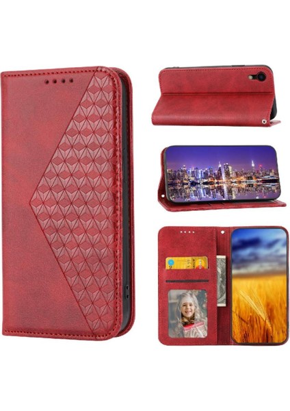 IPhone Xr Günlük Kullanım Için Flip Case Eşkenar Dörtgen Şekli Cüzdan Standı El Kayışı (Yurt Dışından)