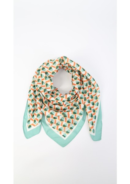 Kalp Desenli Yeşil Soft Eşarp 95X95