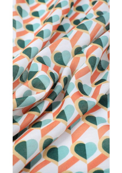 Kalp Desenli Yeşil Soft Eşarp 95X95 fiyatları