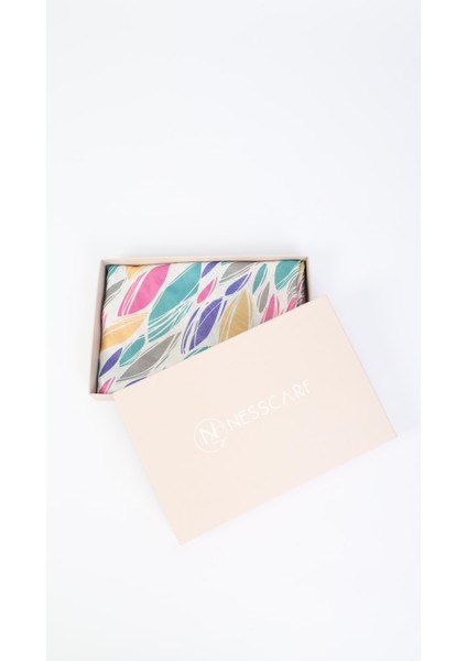 Yaprak Desenli Turkuaz Soft Eşarp 95X95 modelleri