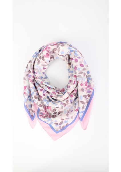Yaprak Desenli Pembe Soft Eşarp 95X95