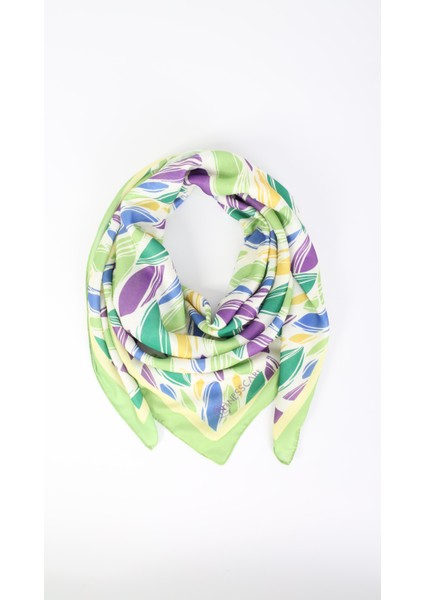 Yaprak Desenli Yeşil Soft Eşarp 95X95