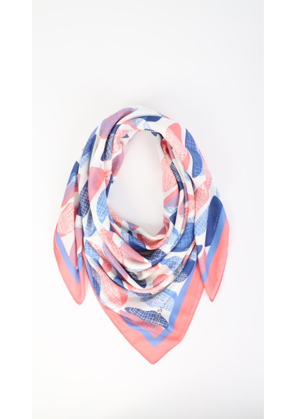 Desenli Pembe Eşarp 95X95