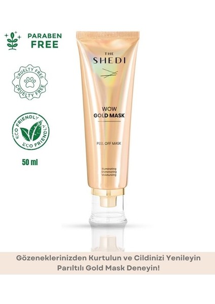 The Shedi Gold Mask, Aydınlatıcı, Parıltılı, Nemlendirici ve Siyah Nokta Temizleyici Maske