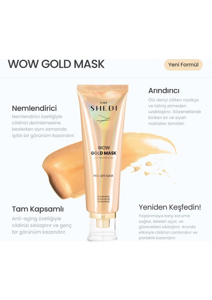 The Shedi Gold Mask, Aydınlatıcı, Parıltılı, Nemlendirici ve Siyah Nokta Temizleyici Maske