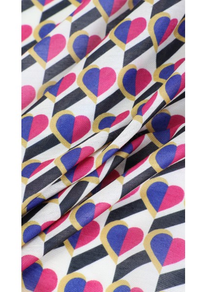 Kalp Desenli Pembe Soft Eşarp 95X95 fiyatları