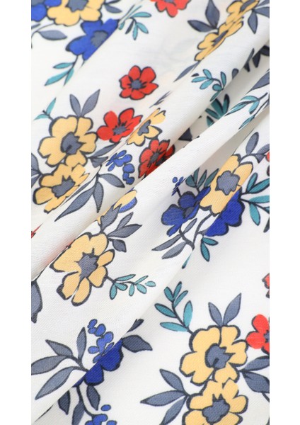 Çiçek Desenli Sarı Soft Eşarp 95X95 fiyatları