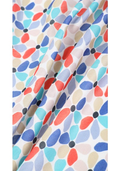 Çiçek Desenli Mavi Eşarp 95X95 fiyatları