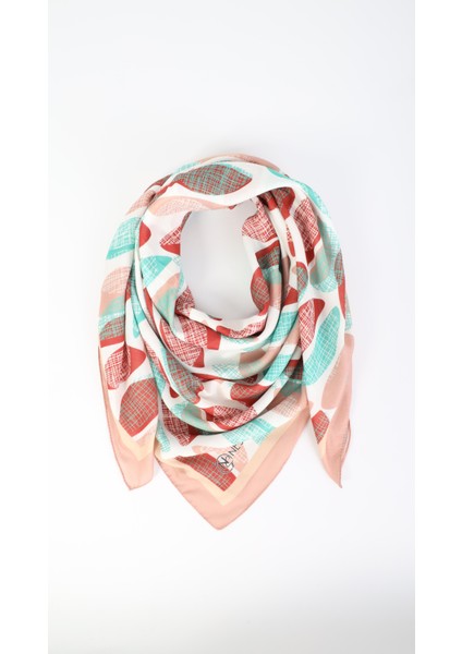 Desenli Kahverengi Eşarp 95X95