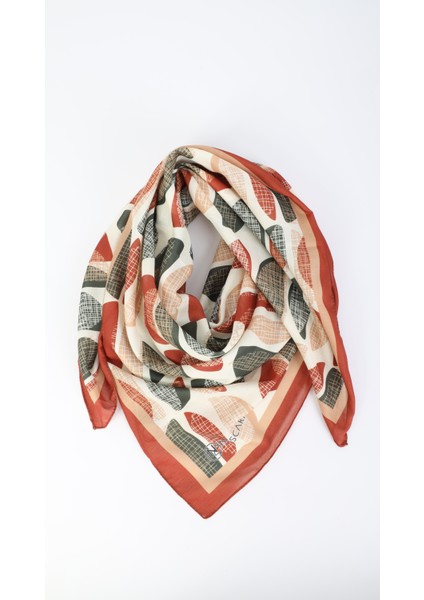 Desenli Kahverengi Eşarp 95X95