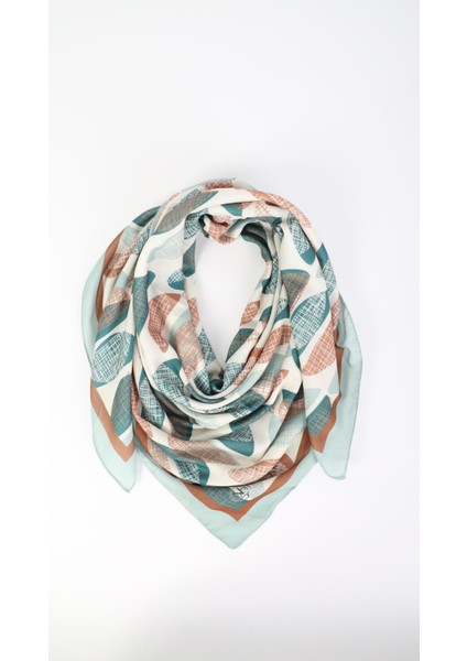 Desenli Yeşil Eşarp 95X95