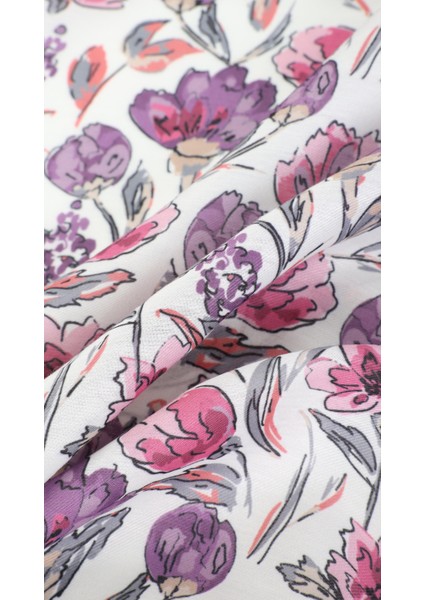 Çiçek Desenli Mor Eşarp 95X95 fiyatları