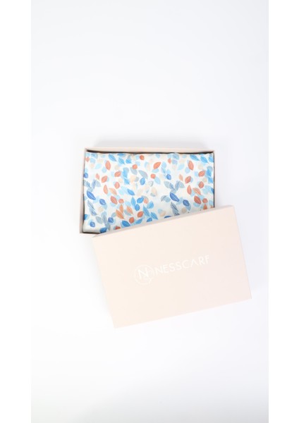 Yaprak Desenli Mavi Soft Eşarp 95X95 modelleri