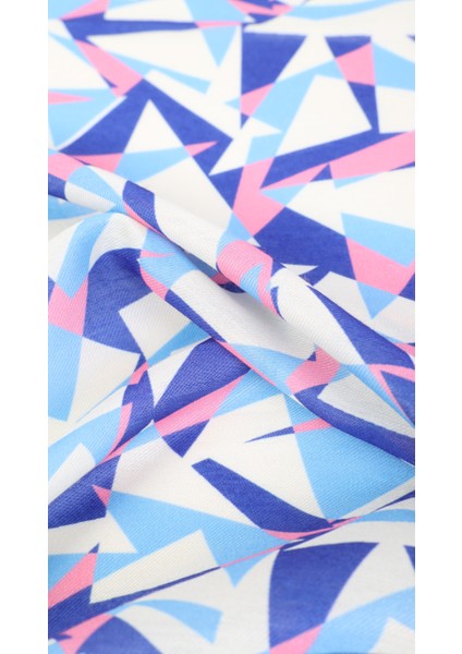 Üçgen Desenli Mavi Eşarp 95X95 fiyatları