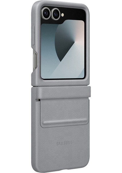Galaxy Flip6 Vegan Deri Kılıf - Gri fiyatları