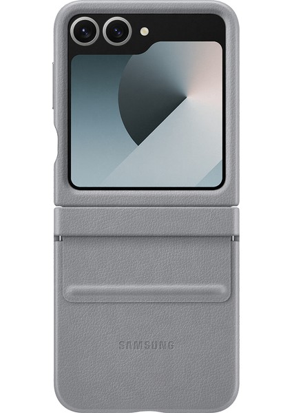 Galaxy Flip6 Vegan Deri Kılıf - Gri modelleri
