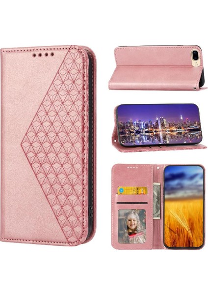 IPhone 6 Için Flip Case Artı Eşkenar Dörtgen Şekli Günlük Kullanım Standı El Kayışı Cüzdan (Yurt Dışından)