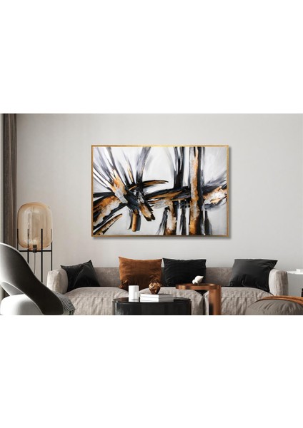 Yağlı Boya Dokulu Tablo Siyah Beyaz Kahve Soyut U08013 fiyatları