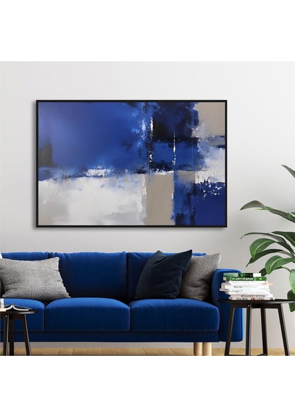 Yağlı Boya Dokulu Tablo Lacivert Siyah Gri Soyut U08029