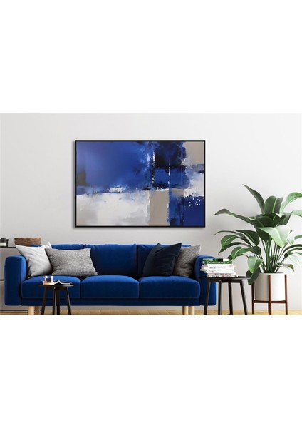 Yağlı Boya Dokulu Tablo Lacivert Siyah Gri Soyut U08029 fiyatları