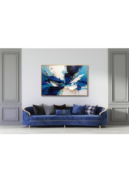 Yağlı Boya Dokulu Tablo Mavi Beyaz Soyut U08033 fiyatları