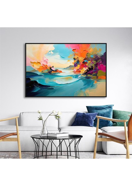 Yağlı Boya Dokulu Tablo Renkli Soyut Manzara U08034