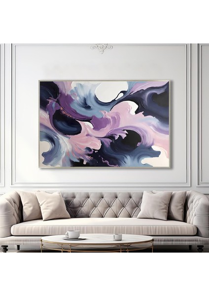 Yağlı Boya Dokulu Tablo Mor Lila Siyah Soyut U08090