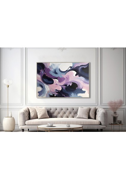 Yağlı Boya Dokulu Tablo Mor Lila Siyah Soyut U08090 fiyatları