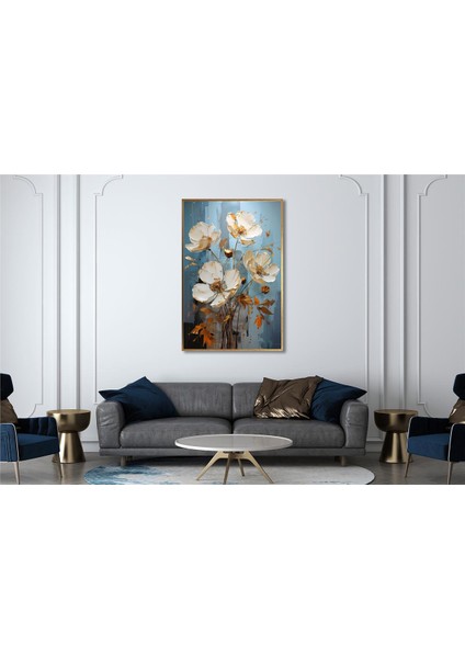 Yağlı Boya Dokulu Tablo Modern Çiçekler U02009