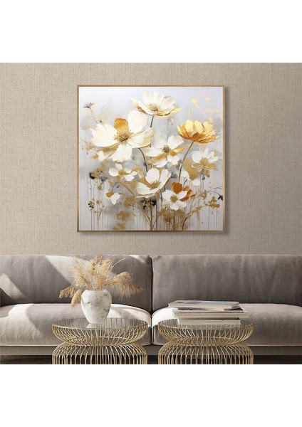 Yağlı Boya Dokulu Tablo Modern Papatyalar U02015