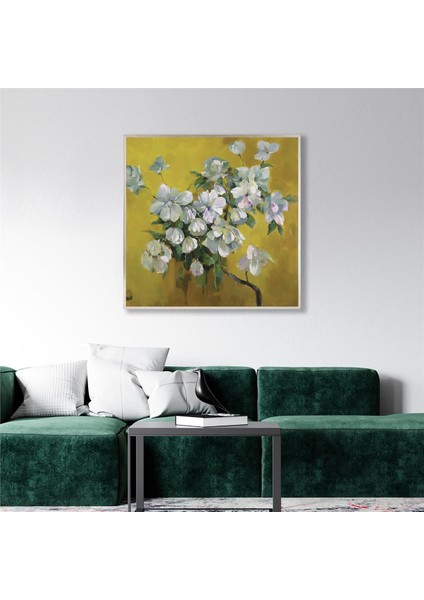 Yağlı Boya Dokulu Tablo Dalda Modern Bahar Çiçekleri U02024