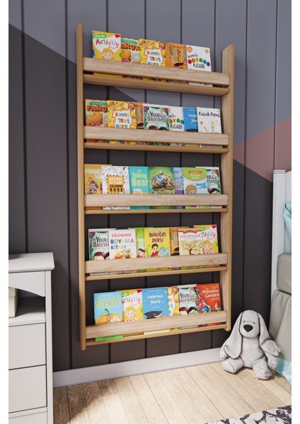 Montessori 5 Raflı Mdf Çocuk Kitaplığı 154*80 cm - sonoma fiyatları