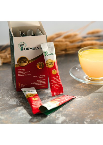Bromelain 3 Mıx Detox Etkili K*lo Verme Destekli Vitamin Takviye 15 Şase 2 Kutu