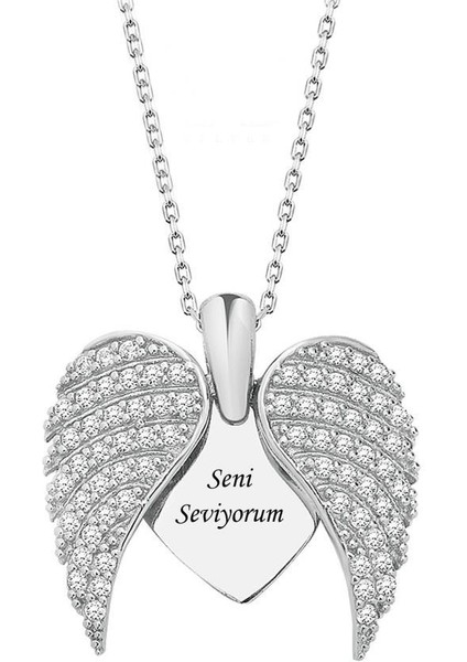Seni Seviyorum Yazılı Açılır Kapanır Melek Kanadı Gümüş Kolye fiyatları
