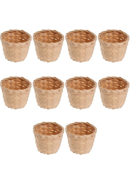 Haki Stili 7.5X7.5X6CM Kırsal Dokuma Sepetler Meyve Düzenleme Sepetleri Taşınabilir Depolama Sepetleri Bambu Mini Masaüstü Depolama Sepeti (Yurt Dışından)