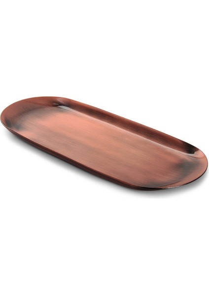 Kırmızı Bronz Fırçalanmış Stil Çok Renkli Metal Servis Tepsisi 23X9.5X1CM Paslanmaz Çelik Oval Tepsi - Yemek, Aromaterapi Mum, Banyo Mutfak Aracı (Yurt Dışından)