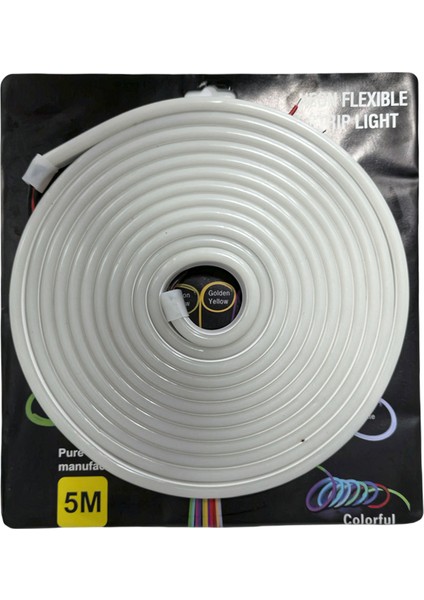 Neon Şerit LED 12V 8X16 mm 5 Metre Kesilebilir Bağlantı Aparatlı Beyaz / LAAM439
