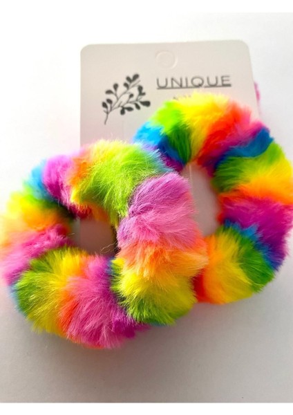 Gökkuşağı Tüylü Çocuk Peluş Simit Toka modelleri