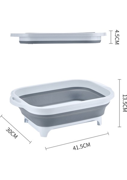 Gri Stil Katlanabilir Çok Fonksiyonlu Doğrayıcı Kesme Tahtası Katlanabilir Süzgeç Sebze Meyve Yıkama Sepeti Kase Mutfak Düzenleyici Aracı (Yurt Dışından)