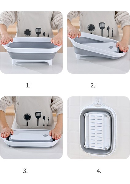 Gri Stil Katlanabilir Çok Fonksiyonlu Doğrayıcı Kesme Tahtası Katlanabilir Süzgeç Sebze Meyve Yıkama Sepeti Kase Mutfak Düzenleyici Aracı (Yurt Dışından) modelleri