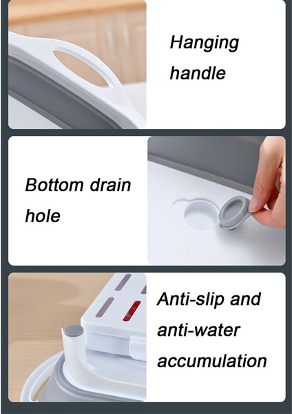 Gri Stil Katlanabilir Çok Fonksiyonlu Doğrayıcı Kesme Tahtası Katlanabilir Süzgeç Sebze Meyve Yıkama Sepeti Kase Mutfak Düzenleyici Aracı (Yurt Dışından) fırsatları