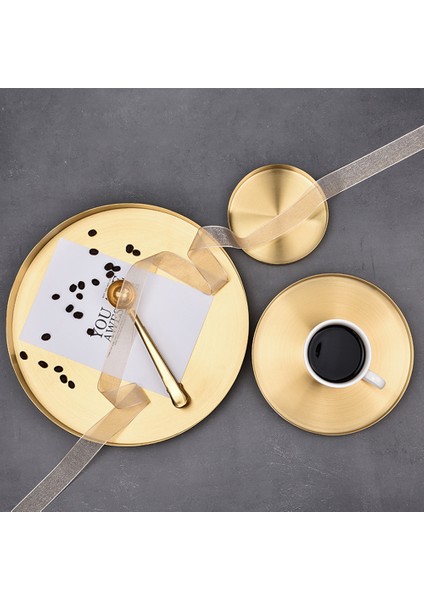 14CM Altın Tarzı Mutfak Paslanmaz Çelik Saklama Tepsisi Tasarruf Organizer Mücevher Görüntüleme Tabak Yuvarlak Şekil Çok Fonksiyonlu Banyo Altın (Yurt Dışından) modelleri