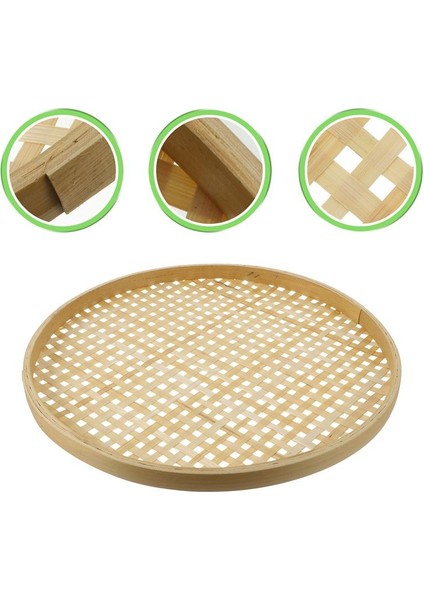 Xifu Shop B 26CM 1 Adet Tarzı Bambu Dokuma Süzgeç Premium Bambu Süzgeç Çok Fonksiyonlu Mutfak Depolama Dıy Dekoratif Ekmek Sepeti Tabaklar (Yurt Dışından)