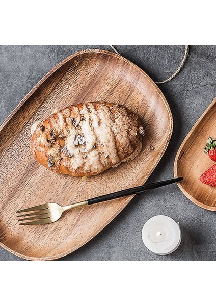 No.5 Tarzı Düzensiz Oval Ceviz Ağaç Yuvarlak Pasta Servis Tabak Dikdörtgen Yiyecek Tabağı Kuru Meyve Saklama Tepsi Tatlı Sofra Malzemeleri (Yurt Dışından)