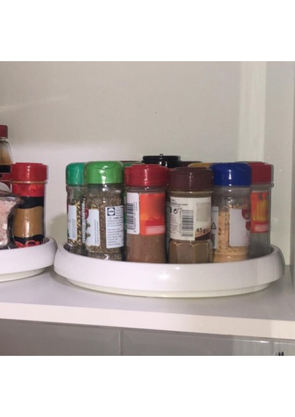 25.5 cm Döner Depolama Tepsisi Mutfak Baharat 360 Derece Yuvarlak Baharat Düzenleyici Ev Mutfak Depolama Kutusu (Yurt Dışından) fırsatları
