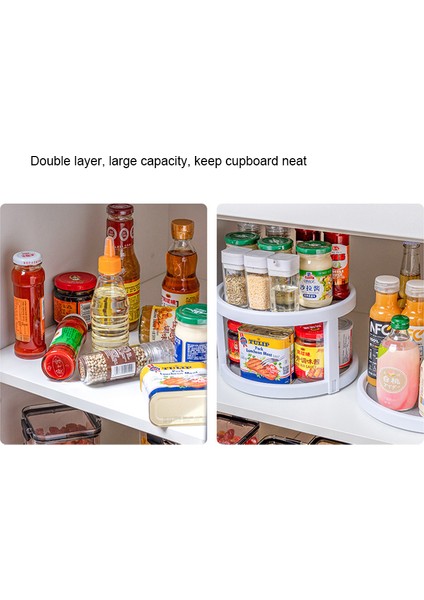 Çift Katmanlı Stil Çift Katmanlı Mutfak Depolama Tepsisi Baharatlık Rafı 360 Derece Dönebilen Tepsi Mutfak Düzenleyici Alan Tasarrufu Sağlayan Yuvarlak Tepsi (Yurt Dışından) indirimleri