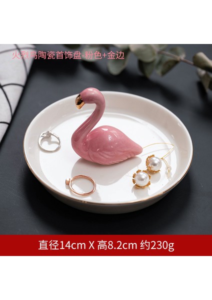 14CM Beyaz Tabak W Stili Nordik Seramik Takı Anahtar Düzenleyici Tepsi Kolye Yüzük Ekran Tabak Tavşan Flamingo Depolama Tepsi Kaktüs Boynuz Masaüstü Tutucu (Yurt Dışından)